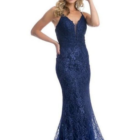 Illusion V-Neck Lace Sheath Prom Dress JT220
